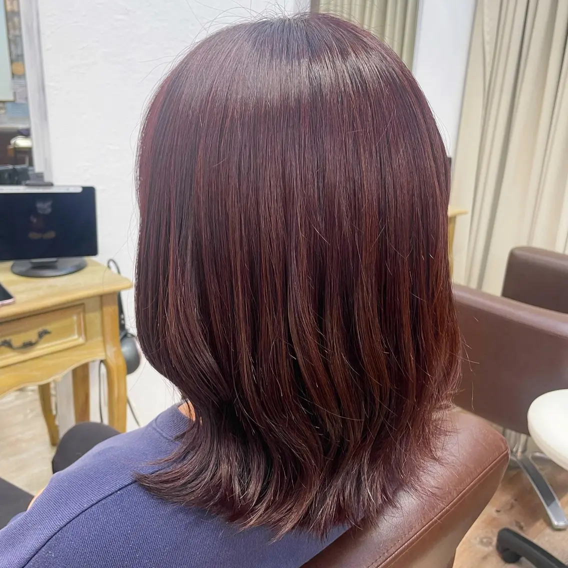 カラー ブリーチ ブラウンカラー ブリーチなしカラー ピンクカラー カット Yunoka/切りっ ぱなし/顔まわりのヘアスタイル