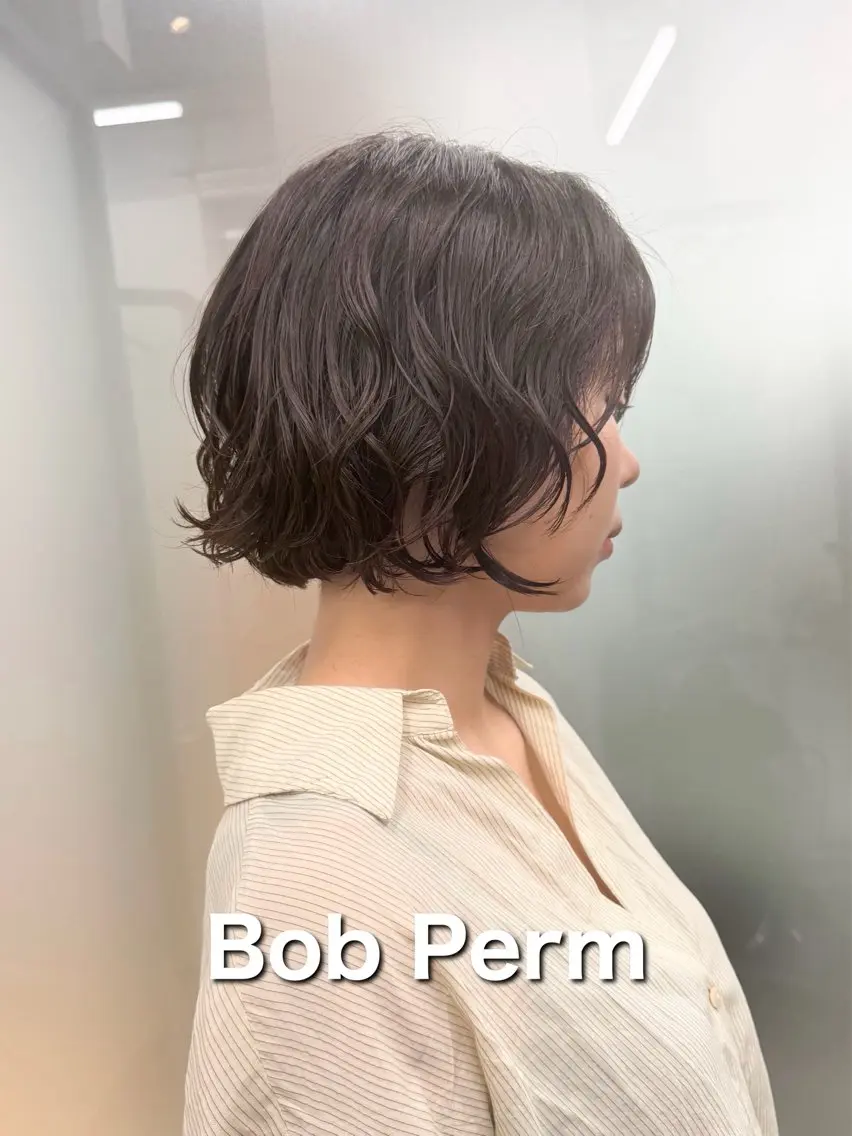 ショート パーマ ボブ ニュアンスパーマ カット パーマ ラフなパーマ 石川雄麻のヘアスタイル
