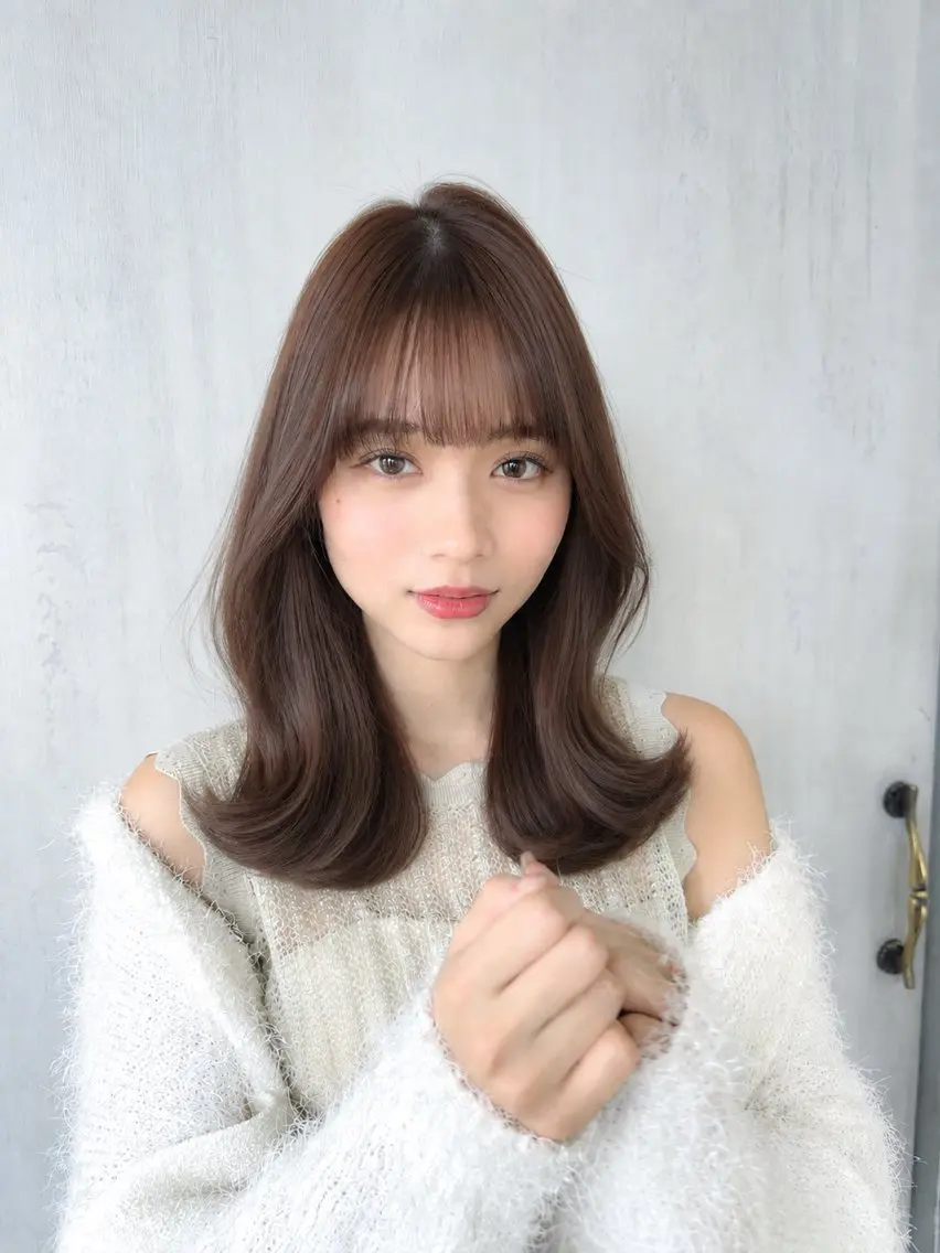 セミロング くびれヘア カット ヘアカラー トリートメント 顔周り/くびれヘア 韓国ヘア💕風間るなのヘアスタイル