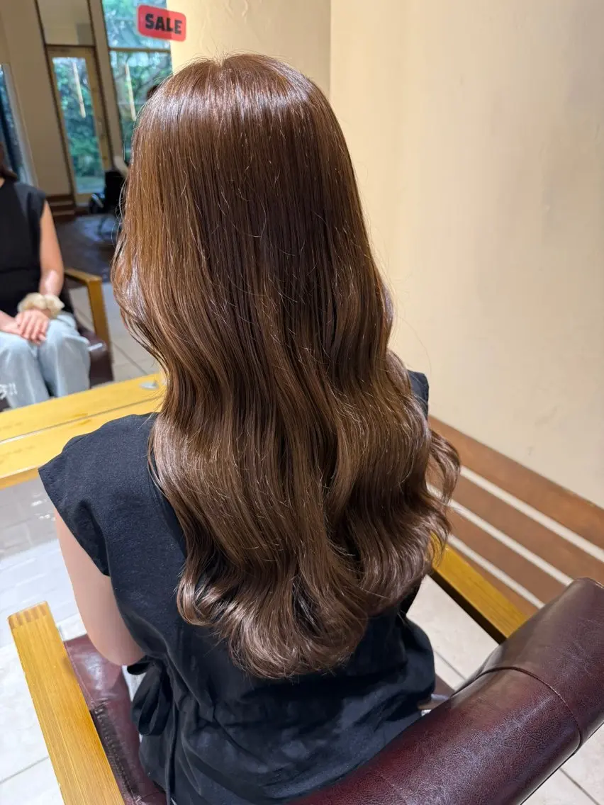 ロング ヘアカラー トリートメント 中村未夢🤍ブリーチ なしダブルカラー🤍のヘアスタイル