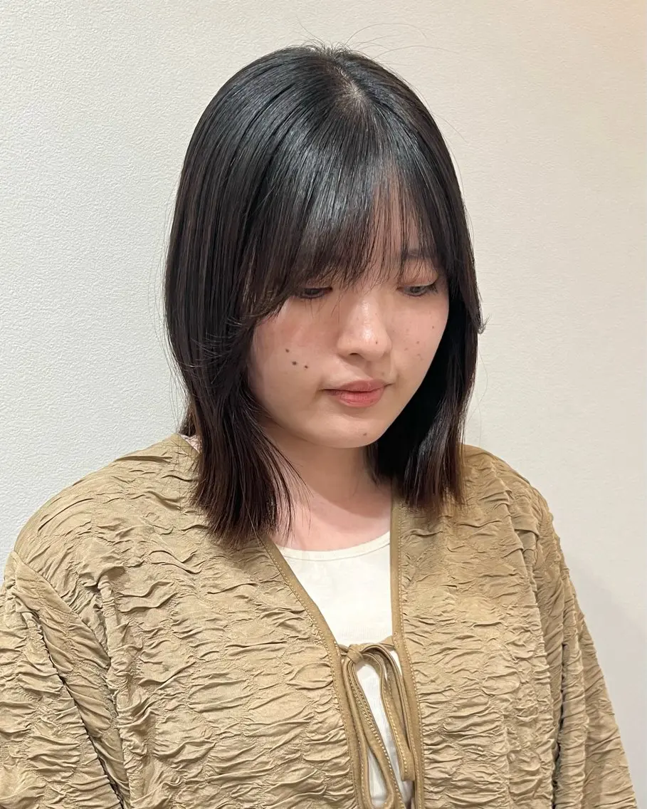 ミディアム 縮毛矯正 縮毛矯正 柴田真衣 /ナチュラル/半個室のヘアスタイル