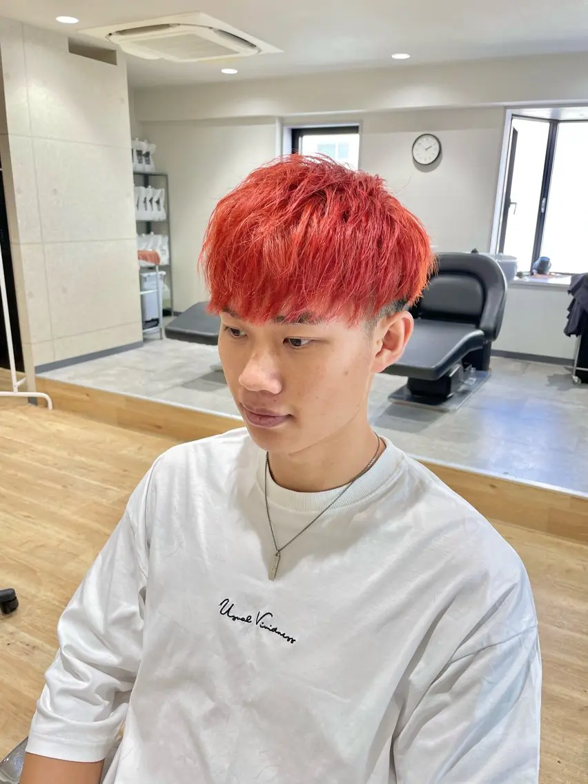 ショート カラー パーマ ヘアアレンジ メンズ ショートボブ メンズバレイヤージュ メンズブリーチ メンズハイライト メンズハイトーン エビスザキレン/メン ズ/心斎橋🌳のヘアスタイル