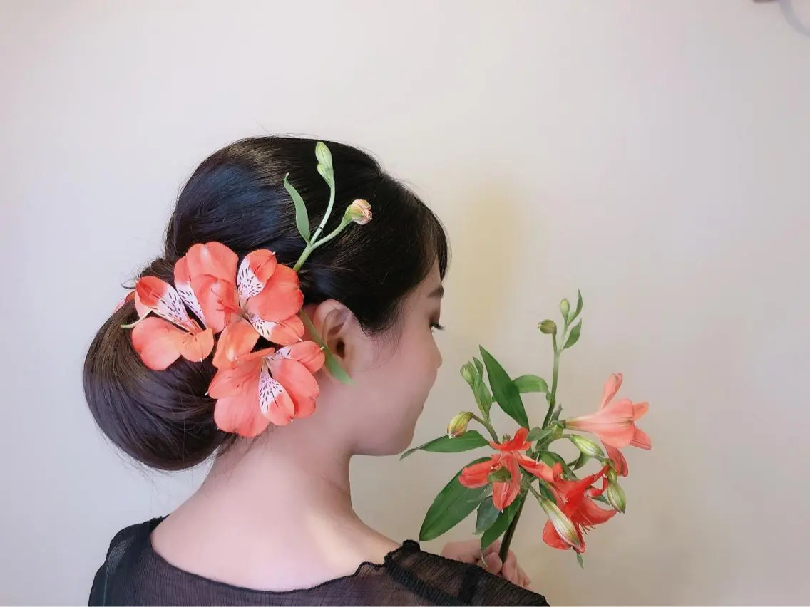 ヘアアレンジ 着物ヘア Hair&Make Nahoのマツエク・マツパデザイン