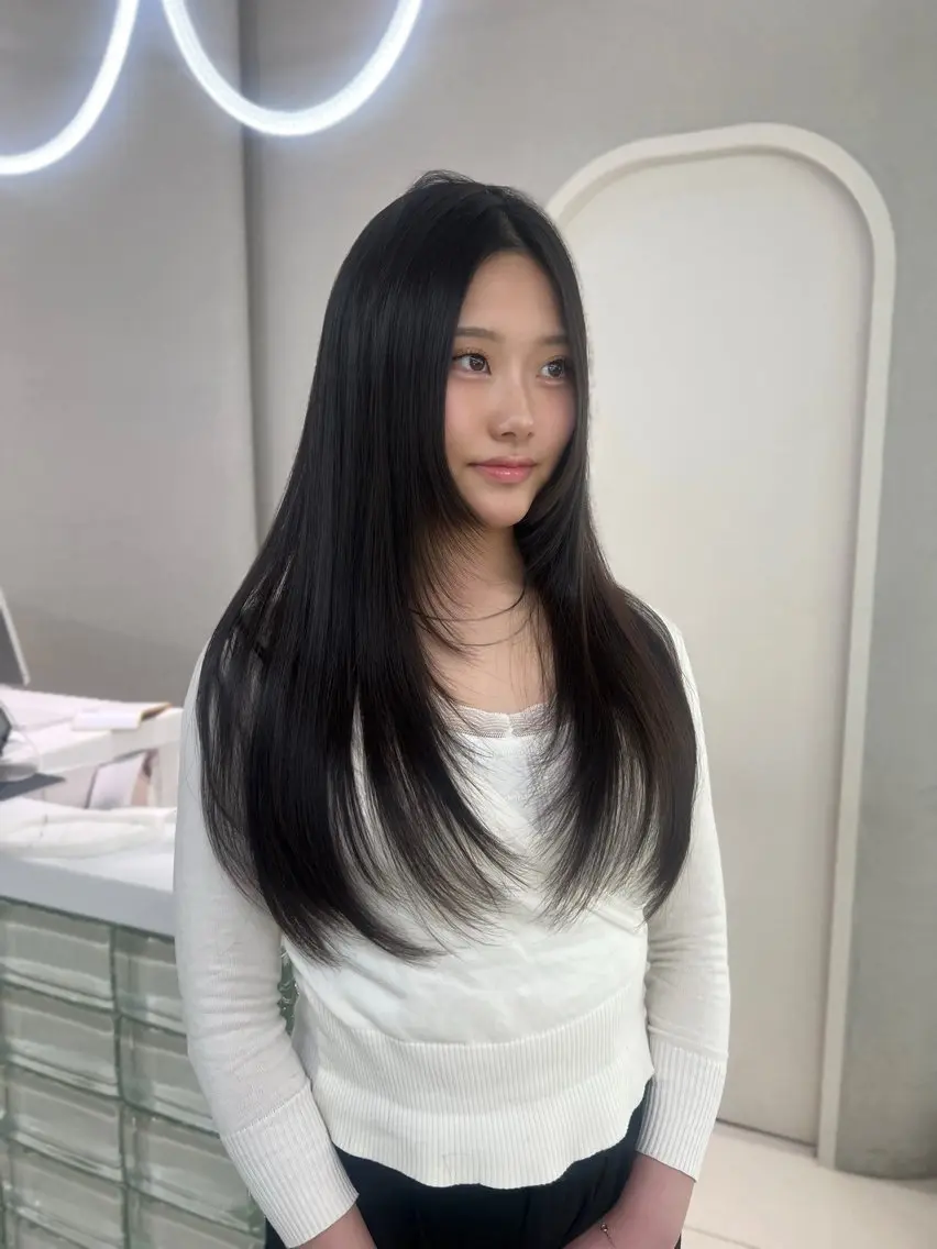 ロング 顔周りカット レイヤーカット GAGA AMIKAのヘアスタイル