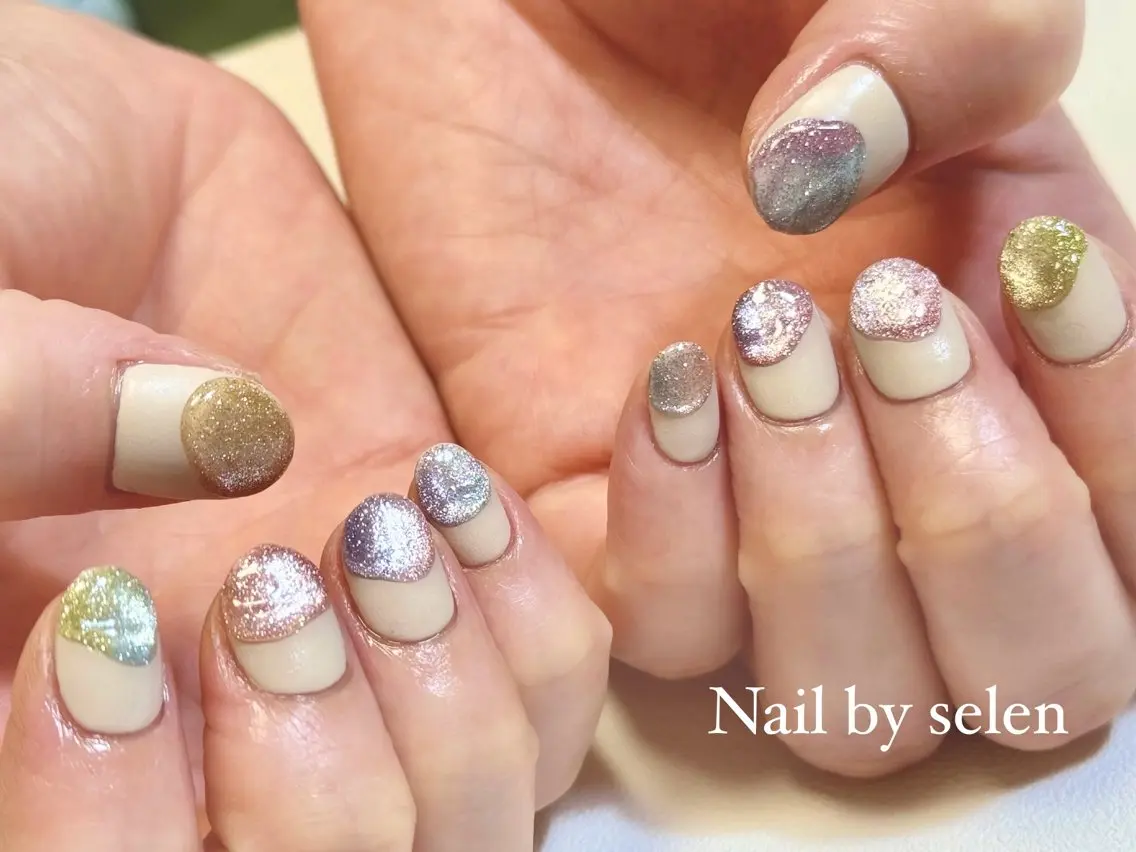 ネイル アートネイル オーロラネイル ジェルネイル グラデーション マグネットネイル ハンドネイル Nail by selenのネイルデザイン