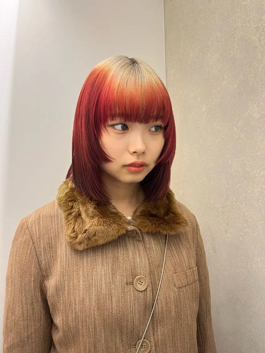 ミディアム カラー ベージュカラー 黒髪 ブラウンカラー レッドカラー ホワイトベージュ ヘアカラー 吉祥寺/個性派/ kazuha🩰のヘアスタイル