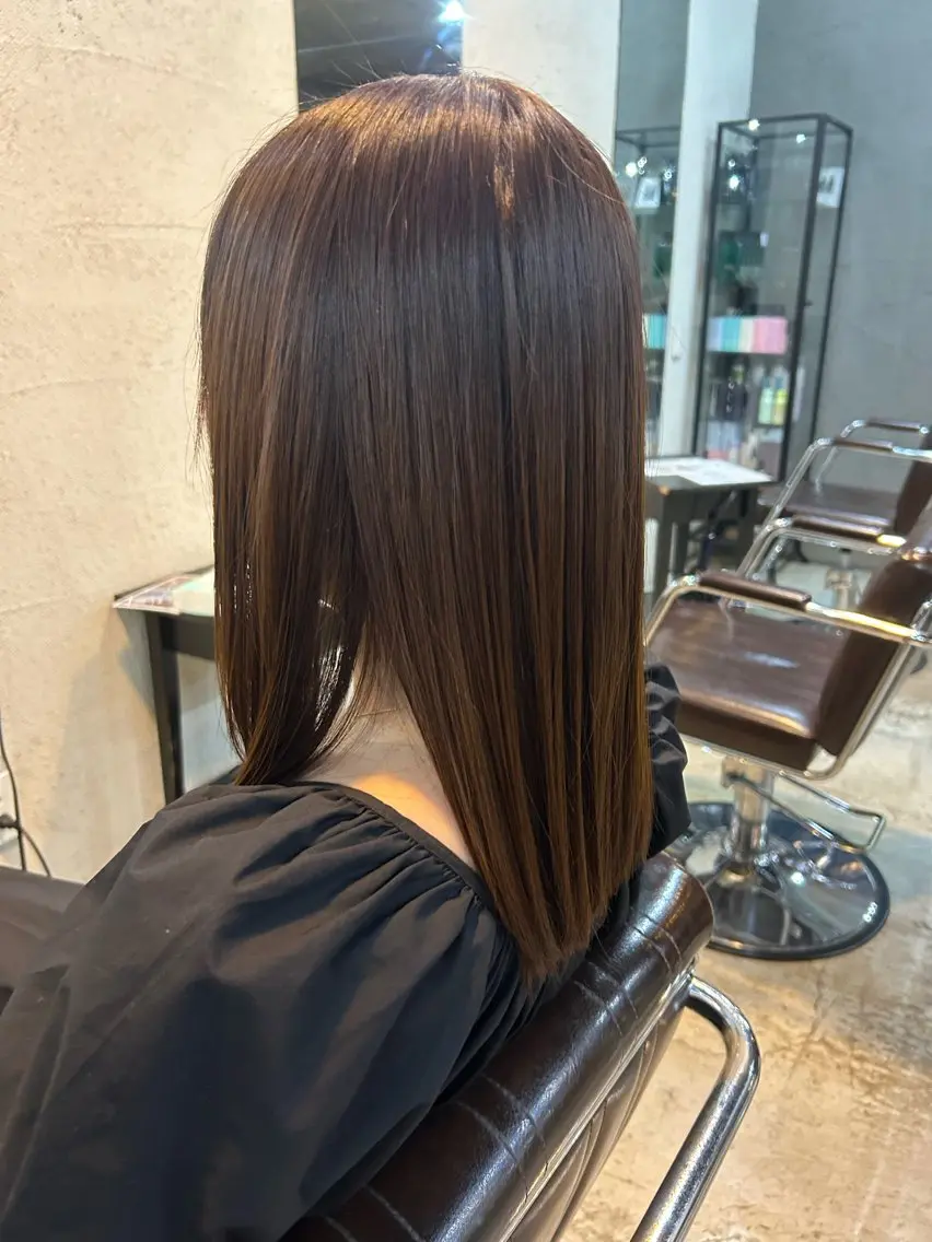ミディアム パーマ カット 縮毛矯正 桜田 修未のヘアスタイル