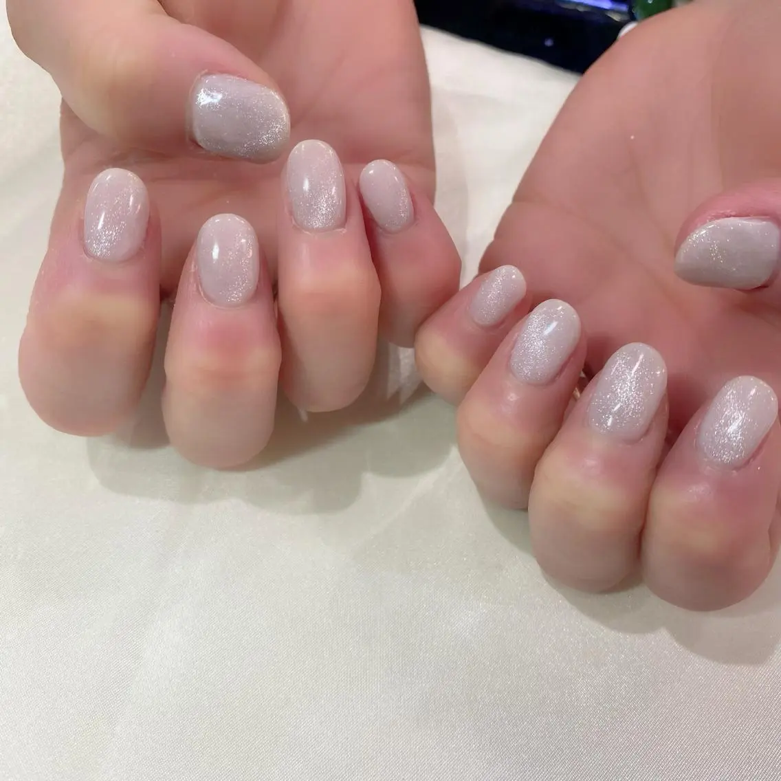 ネイル マグネットネイル ショートネイル ホワイト 冬ネイル Salon Ｋのネイルデザイン
