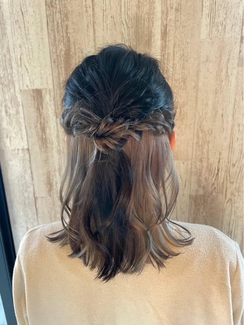 ミディアム ヘアアレンジ ヘアセット 深井 さやのヘアスタイル