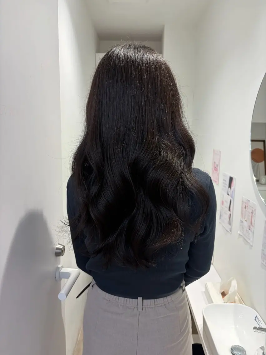 ロング ヘアカラー トリートメント オリーブカラー🦖⌇ EKUNA🌿のヘアスタイル