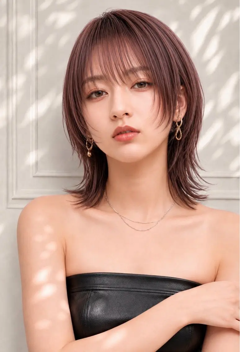 ミディアム カット ヘアカラー 北村 亜寿那のヘアスタイル
