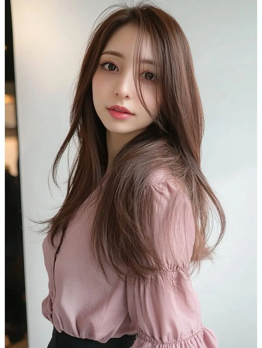 ロング ヘアカラー トリートメント ブリーチなしWカラー ヘアセット菜希のヘアスタイル