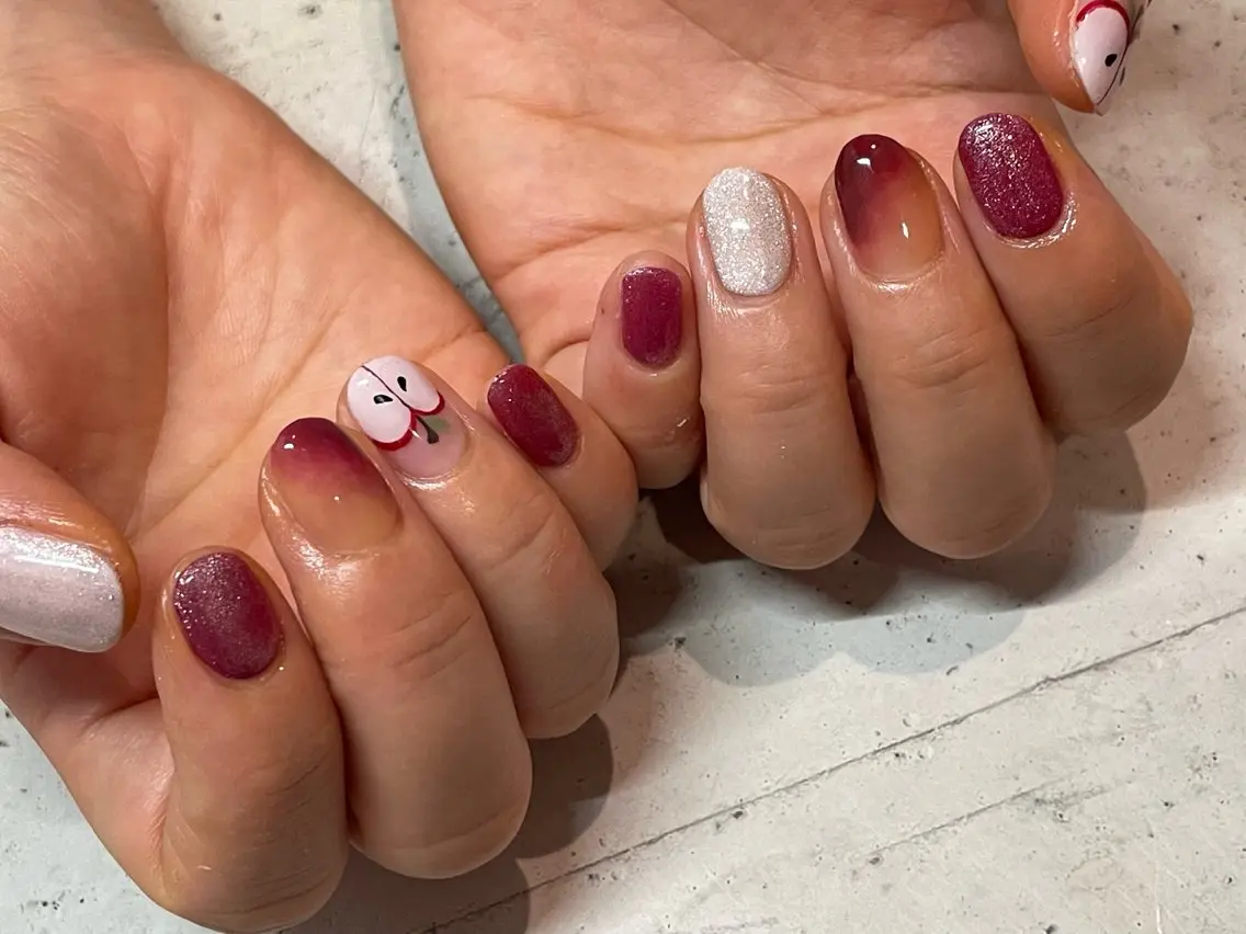 ネイル ハンドネイル 韓国/ワンホン/長さ 出しつけ放題🎀のネイルデザイン
