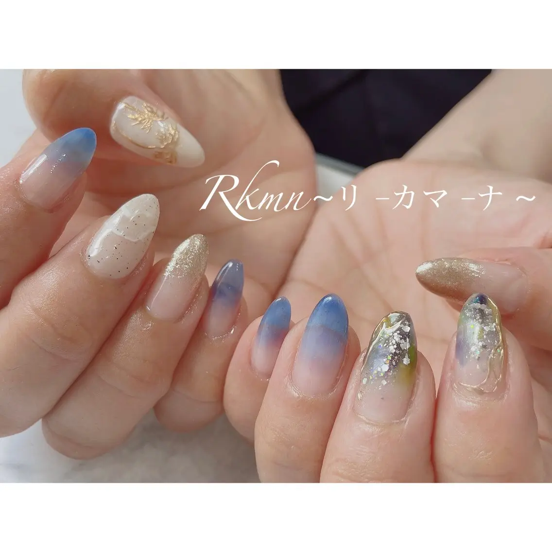 ネイル アートネイル グラデーション ミラーネイル ニュアンスネイル 春ネイル ハンドネイル フットネイル ハンドケア Rkmn ~リ-カマ-ナ~のネイルデザイン