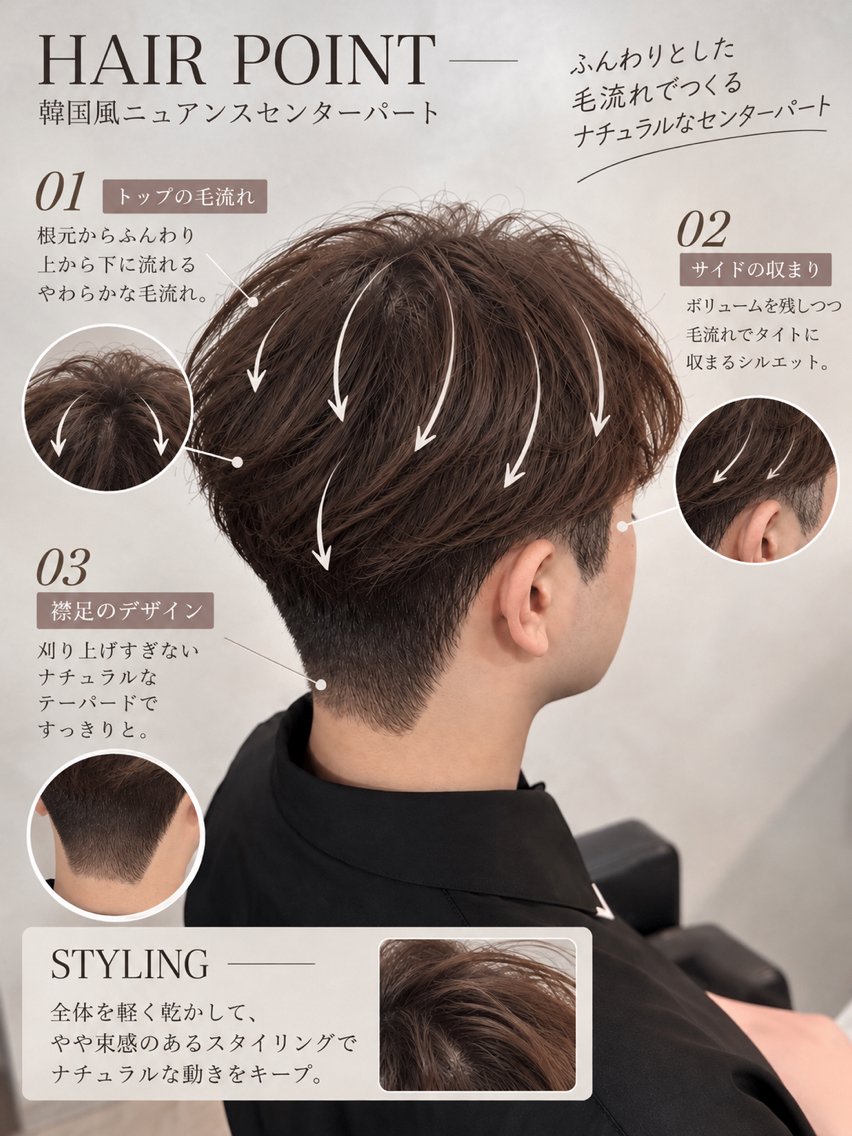 ショート メンズ センターパート マッシュ 刈り上げ カット かずさ🐈‍⬛ lmu by ifのヘアスタイル