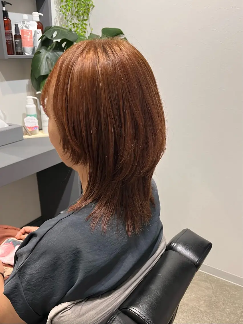 ミディアム カラー パーマ カット 縮毛矯正 堀越 エリのヘアスタイル