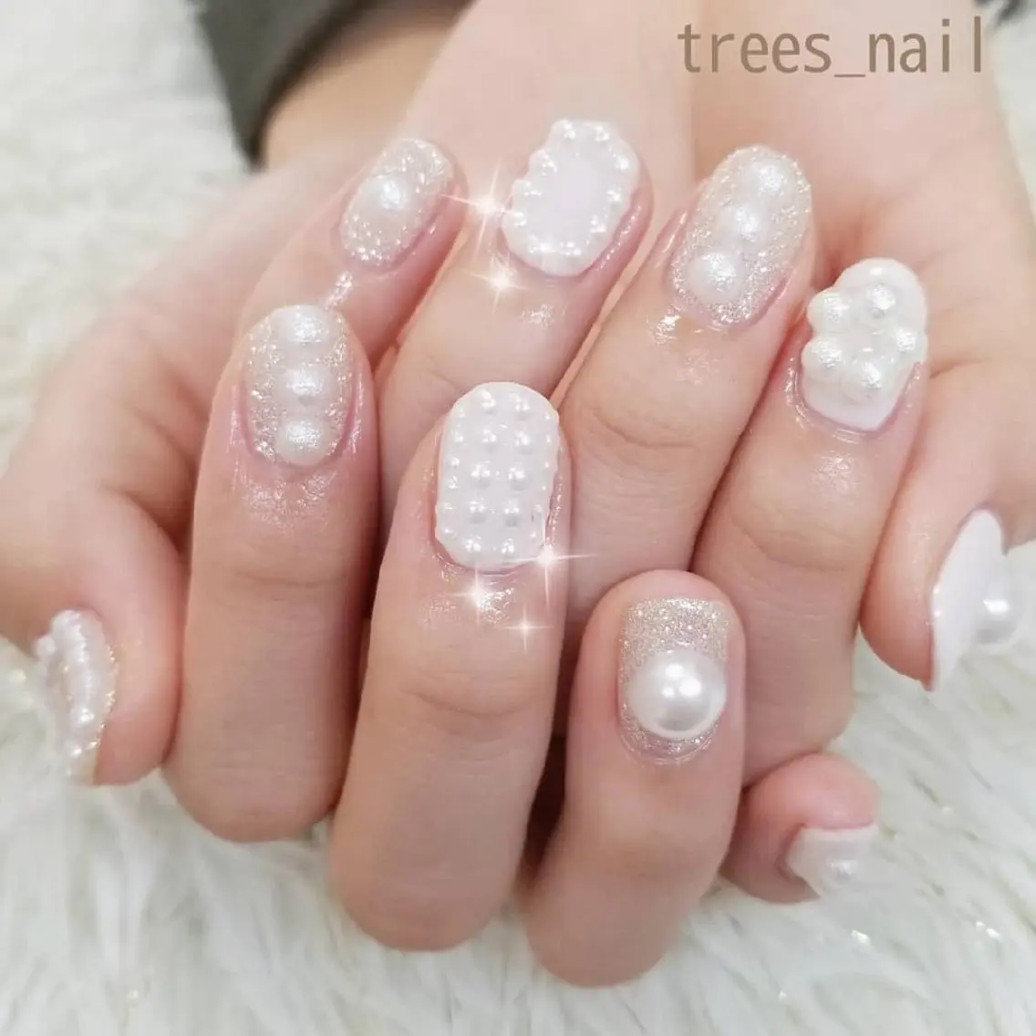 ネイル 卒業式 ラメ(グリッター) trees_ nailのネイルデザイン