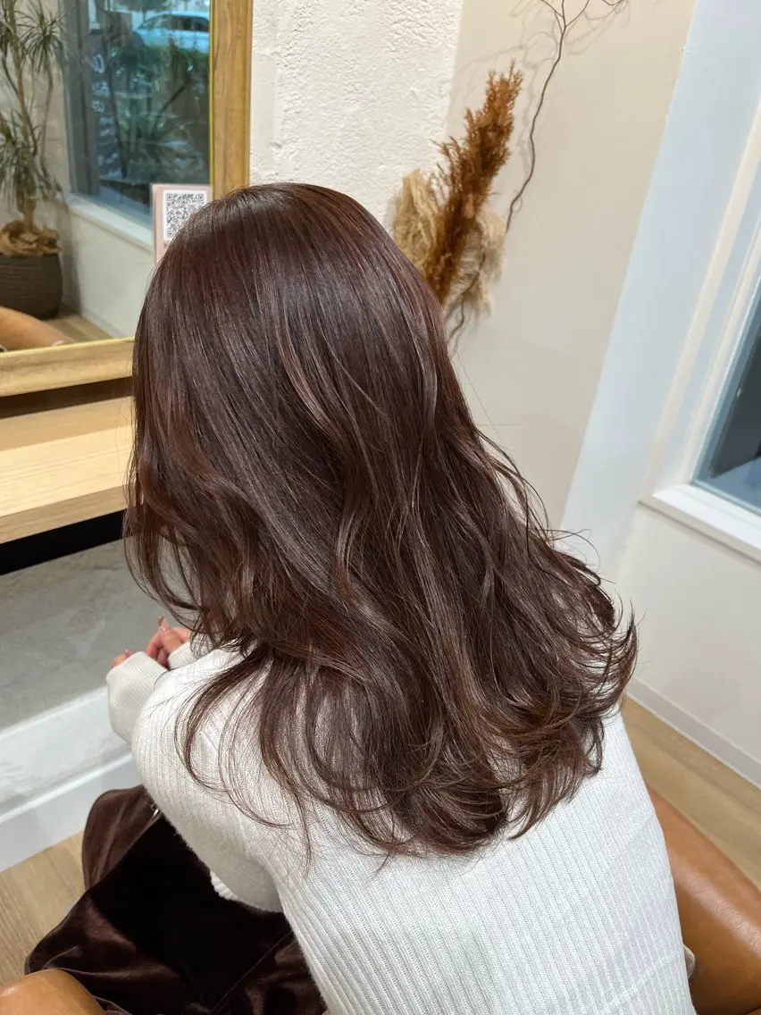 ロング カラー ベージュカラー ブリーチ ブリーチなしカラー ピンクカラー ピンクベージュ bisou hair Kayanoのヘアスタイル