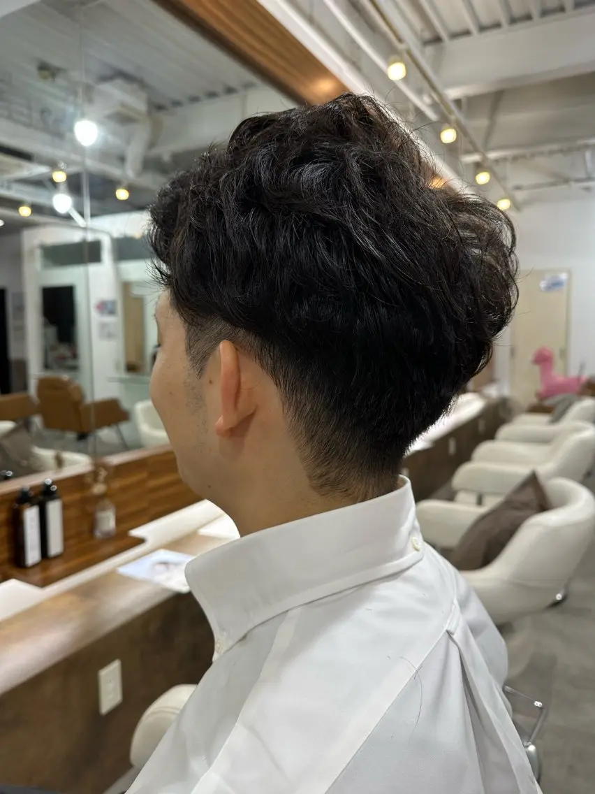 パーマ メンズ カット パーマ 我満 宏映のヘアスタイル