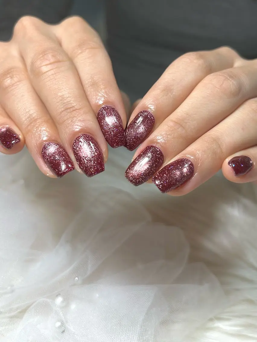 ネイル ボルドー フラッシュネイル ハンドネイル Allybell🫧 Ayakaのネイルデザイン