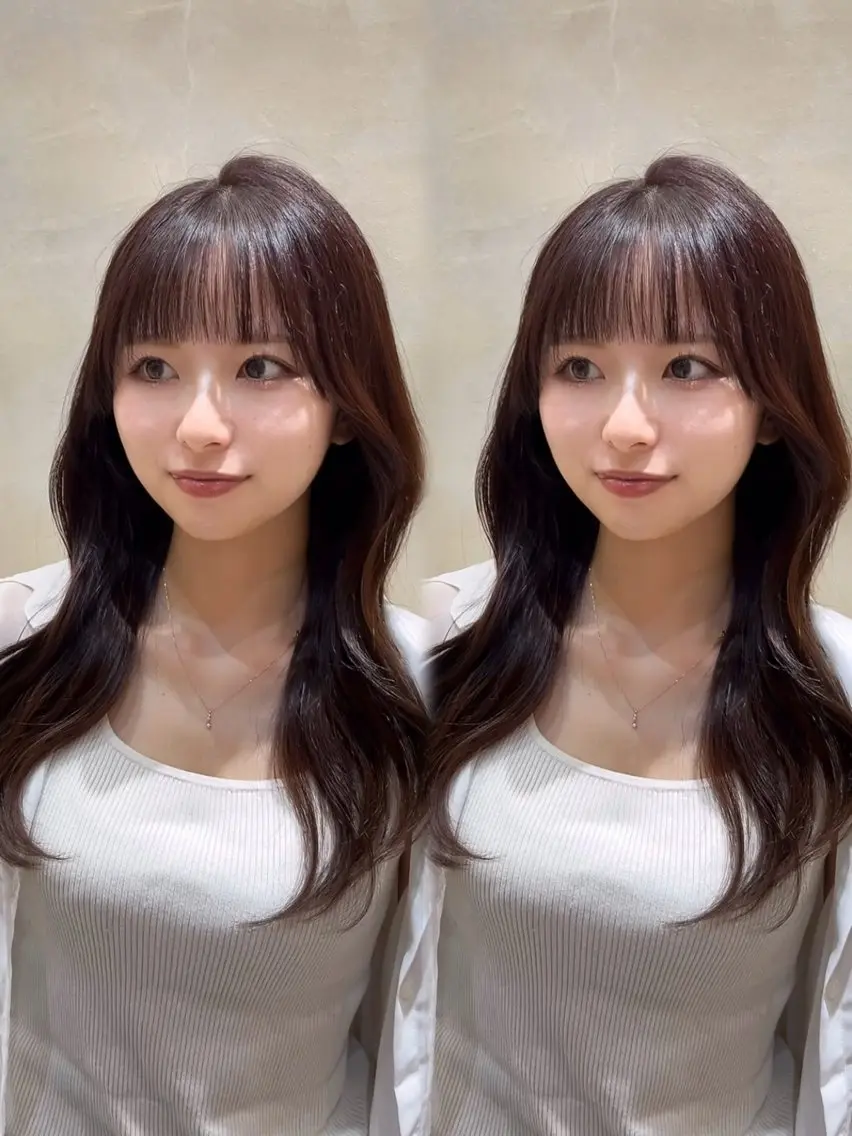 ロング ボブ ヨシンモリ 韓国風ヘア レイヤーカット 似合わせカット カット ヘアカラー トリートメント nao🎀zina 透明感/艶髪のヘアスタイル