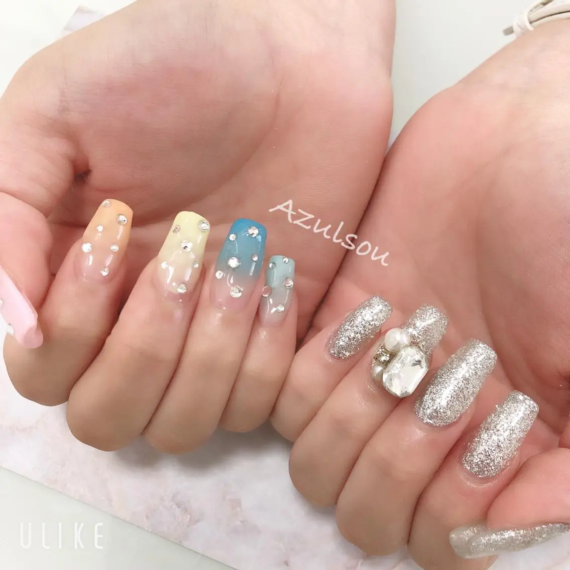 ネイル ジェルネイル 韓国ネイル ミラーネイル 持ち込み ニュアンスネイル Azulsou 廣川愛のネイルデザイン