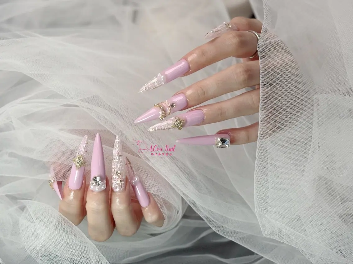 ネイル 桜ネイル 長さ出し フラワーネイル フレンチネイル ジェルネイル ハンドネイル ACon NailSalonのネイルデザイン