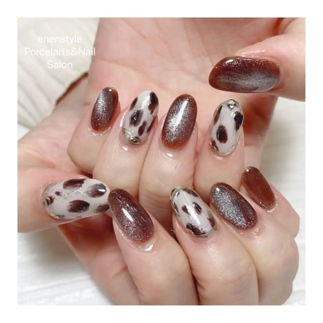 ミディアム ネイル ハンドネイル 🐾enen style 🐾のネイルデザイン