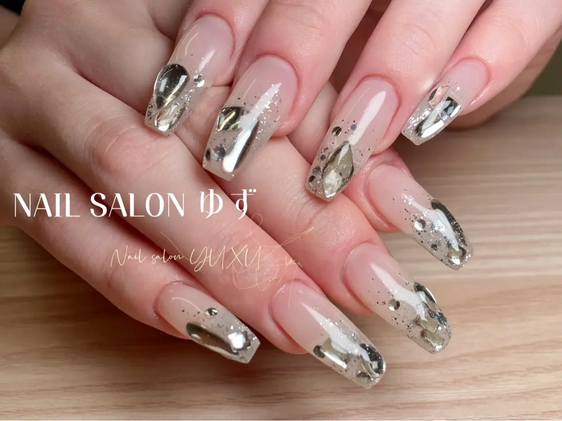 ネイル カジュアル チークネイル フットネイル フレンチネイル ジェルネイル ゆず- Nail Salonのネイルデザイン