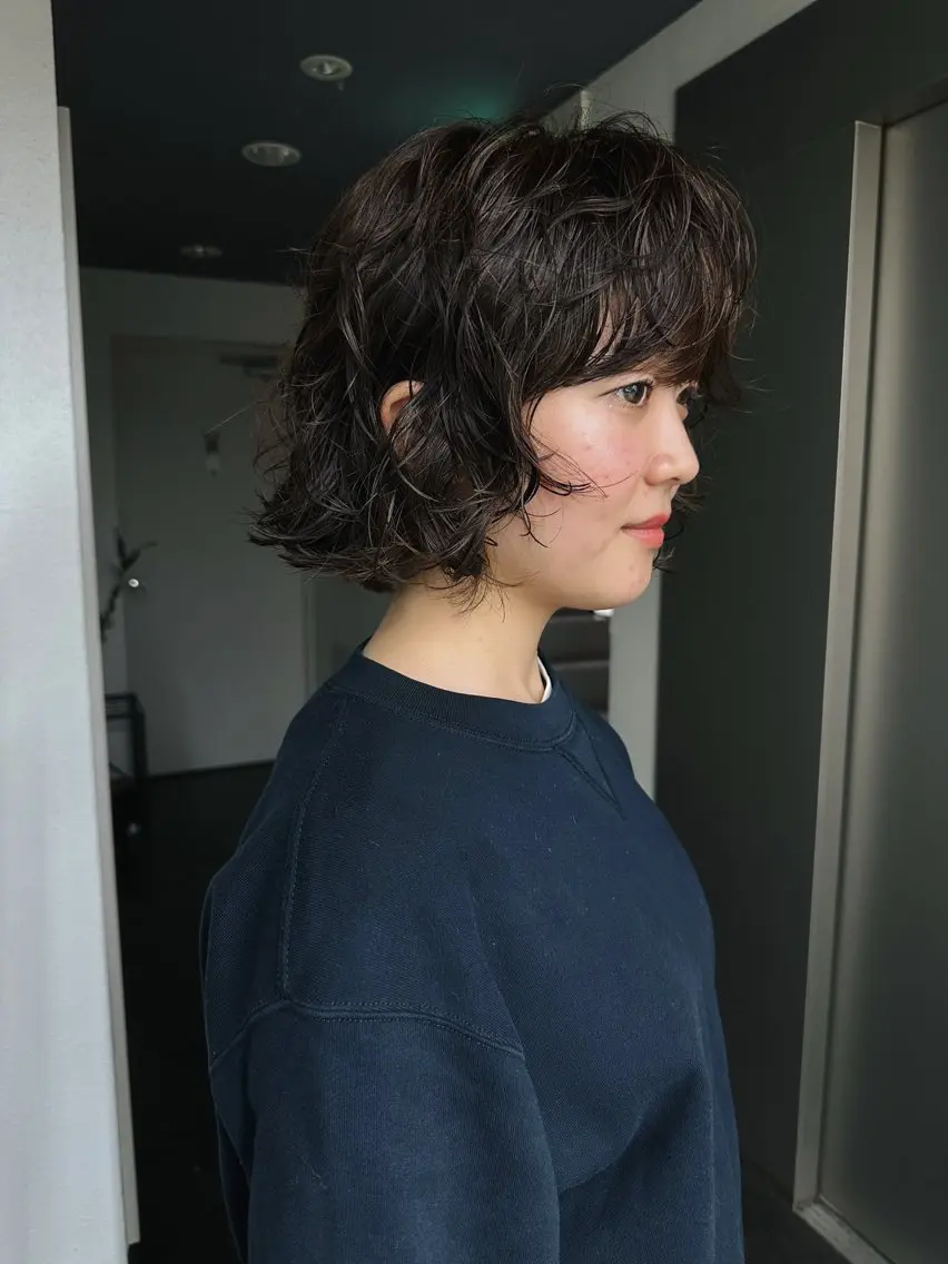 ショート カラー パーマ カット ヘアカラー パーマ ボブ/レイヤー/ケア パーマ/リュウタのヘアスタイル