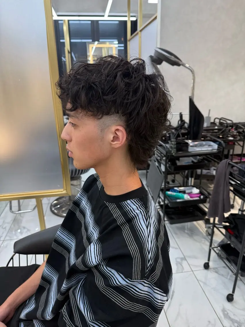 メンズ マレットヘア メンズパーマ 本田 有里のヘアスタイル