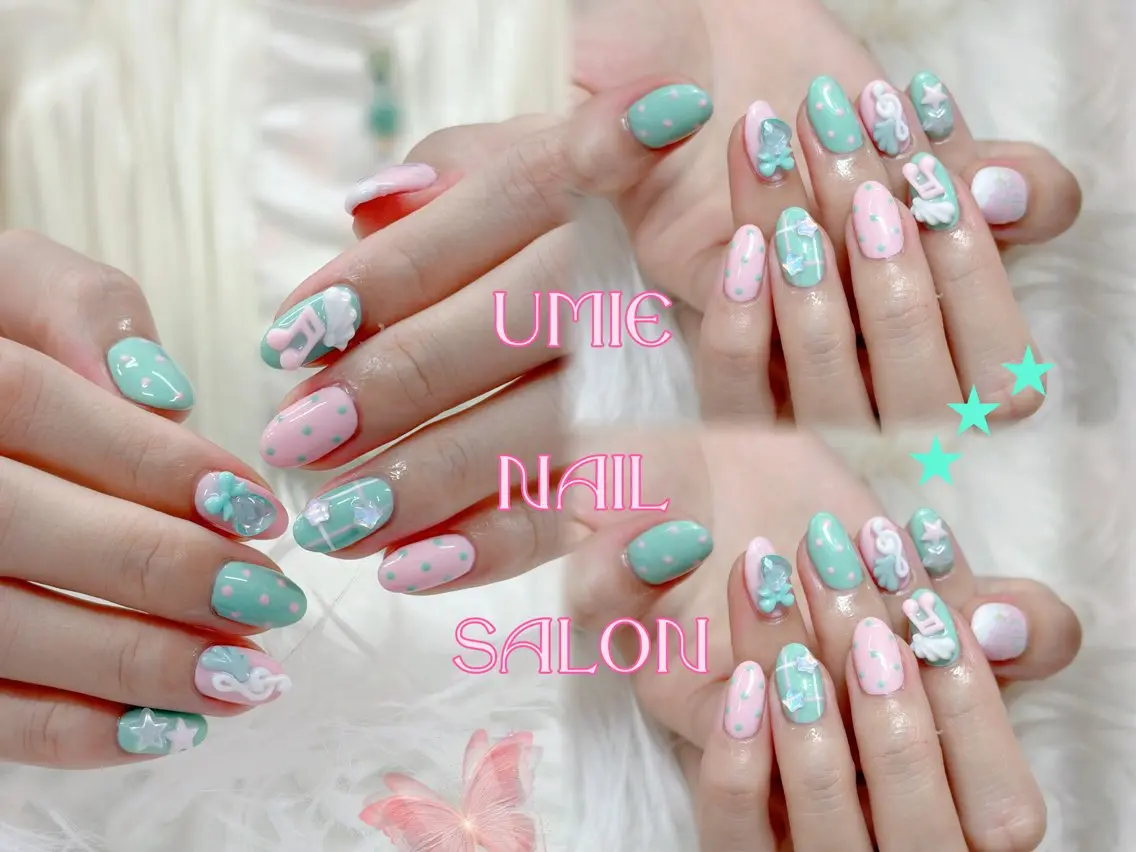 ネイル フットネイル フレンチネイル グラデーション キラキラネイル 韓国ネイル UMIE NAIL SALONのネイルデザイン