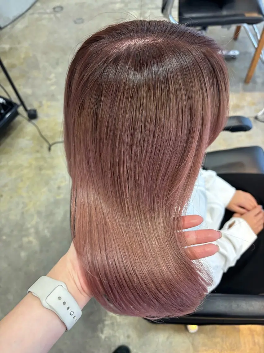 カラー ブリーチ グレージュ ピンクカラー ヘアカラー 🎀透明感カラー🎀 Yurinoのヘアスタイル