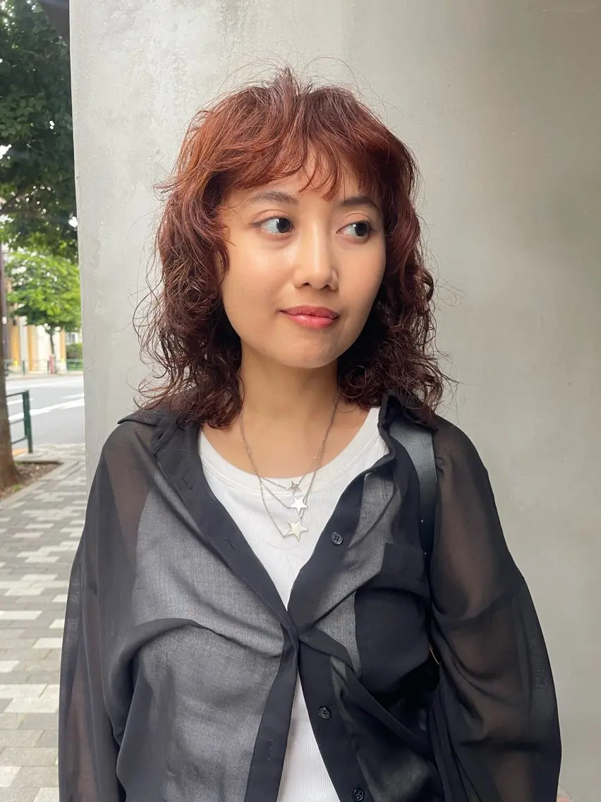 ミディアム パーマ 長島 舞のヘアスタイル
