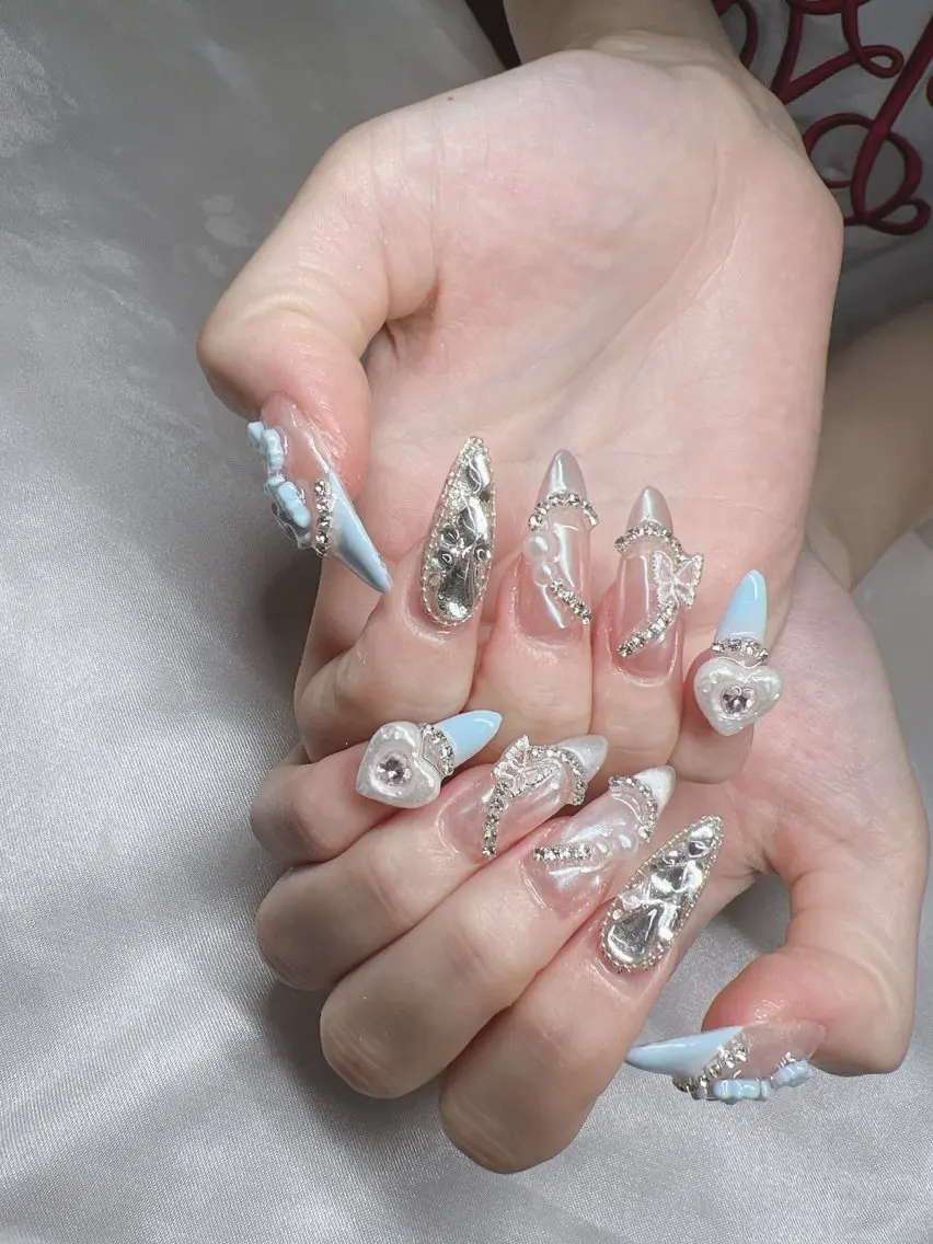 ネイル 長さ出し グラデーション キラキラネイル マグネットネイル ニュアンスネイル Lee Nails チップ長さだし専門店のネイルデザイン