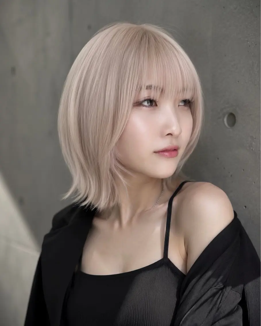 ショート カラー ボブレイヤー ベージュカラー ホワイトベージュ ボブ レイヤーカット カット ヘアカラー トリートメント ハッシュカット&艶々 ハイトーン/ミワのヘアスタイル