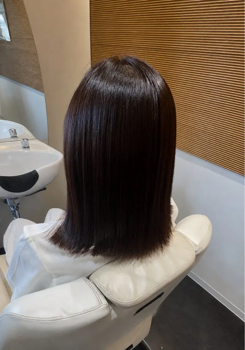 ミディアム 縮毛矯正 カット ヘアカラー 縮毛矯正 トリートメント 美髪縮毛矯正専門 ✨be:up✨のヘアスタイル
