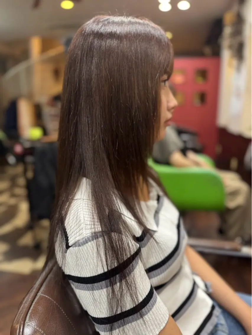 ロング カラー 透明感カラー 髪質改善 トリートメント glamfe 佐伯区サロンのヘアスタイル