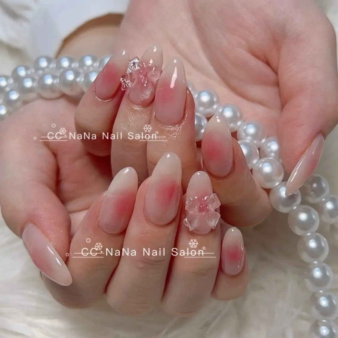 ネイル リボン ハンドネイル 💎CC・NaNa 韓国風ネイル🌙Cのネイルデザイン