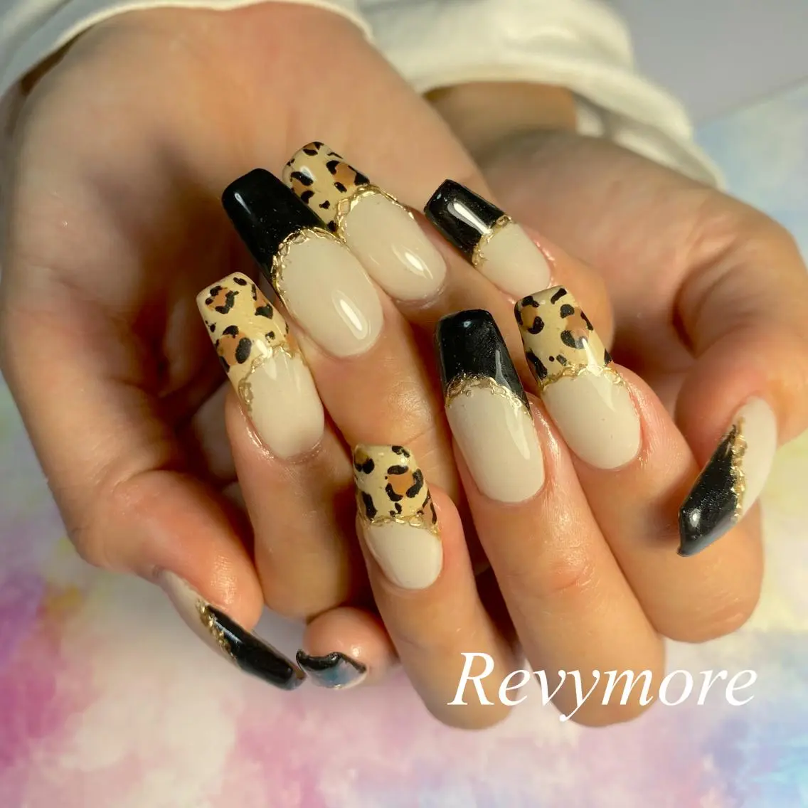 セミロング ネイル アートネイル フレンチネイル ジェルネイル ミラーネイル ニュアンスネイル nail salon Revymoreのネイルデザイン