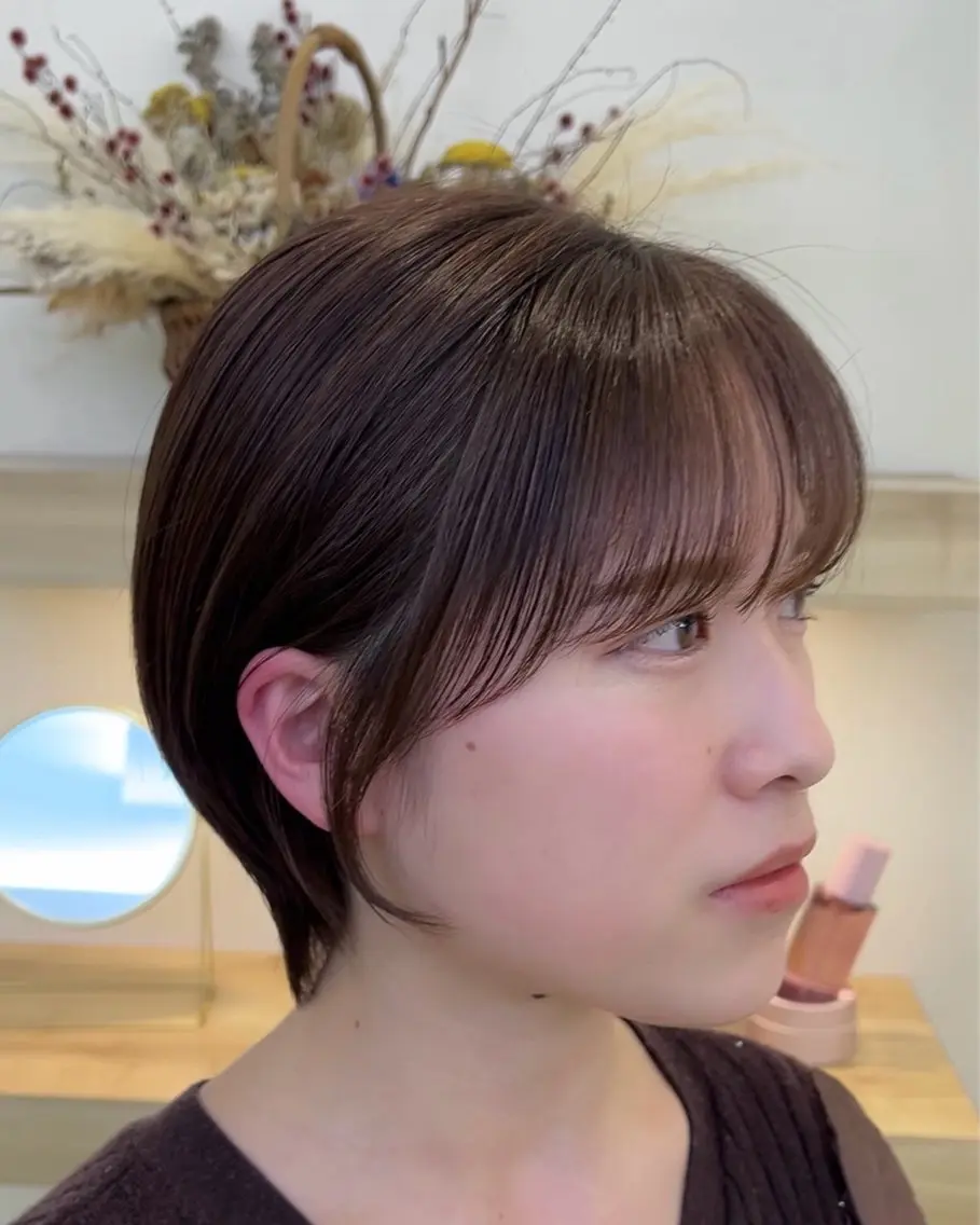 ショート 顔周りカット ショートヘア 🌙コテ巻き風パーマ 🌙菜月のヘアスタイル