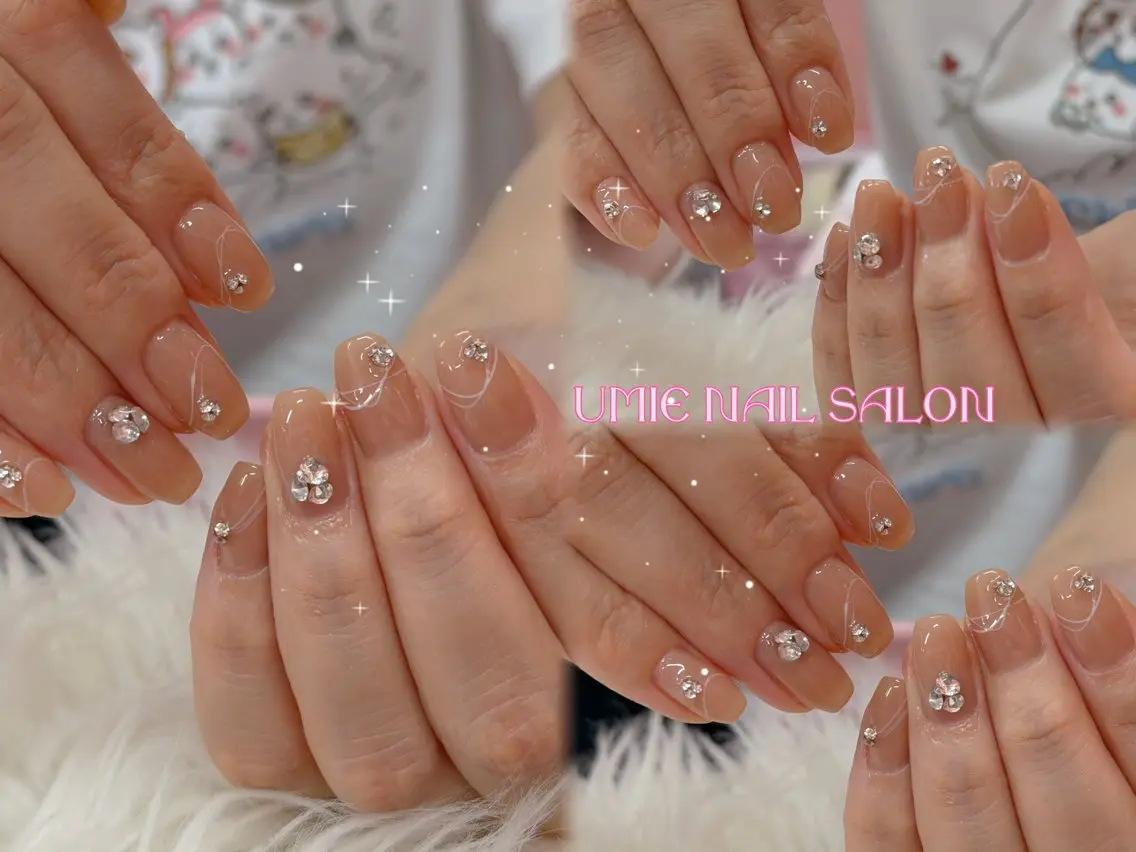ネイル フットネイル フレンチネイル ジェルネイル ガラスフレンチ マグネットネイル UMIE NAIL SALONのネイルデザイン