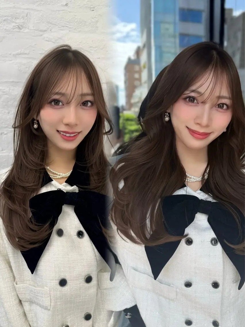 ロング カラー 顔周りカット 韓国風ヘア レイヤーカット おくれ毛 サイドバング 高島大登/顔周り /レイヤーカットのヘアスタイル