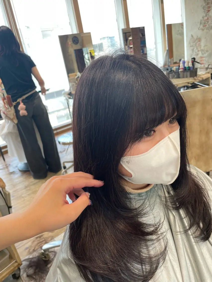 ロング カット ヘアカラー トリートメント umi/レイヤー カット/アレンジのヘアスタイル