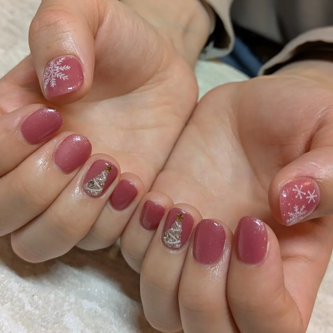 ネイル 冬ネイル クリスマス ジェヌインネイル 河内のネイルデザイン