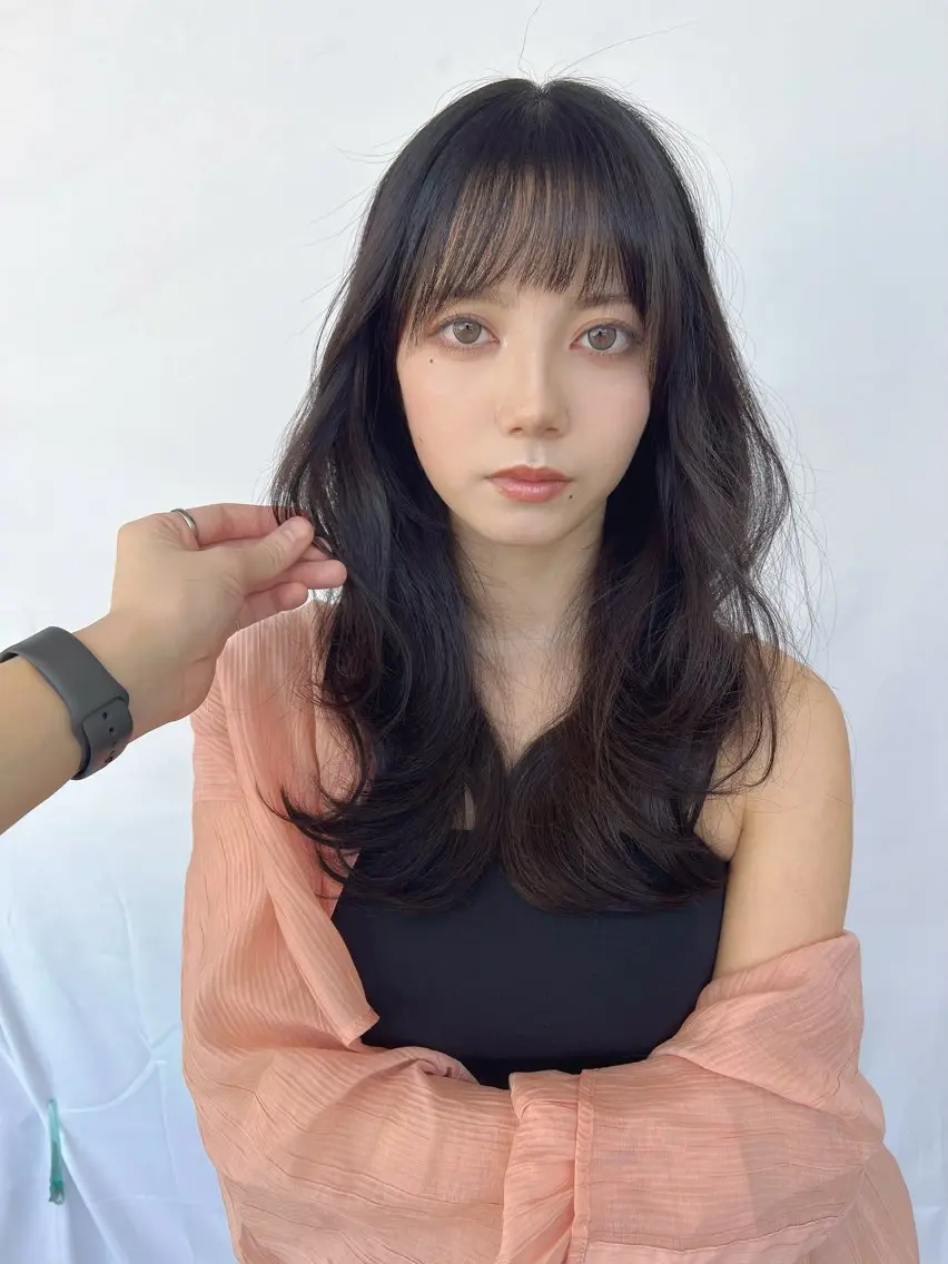 セミロング ヘアカラー 恵比寿韓国レイヤー× 艶透明感カラー大場のヘアスタイル
