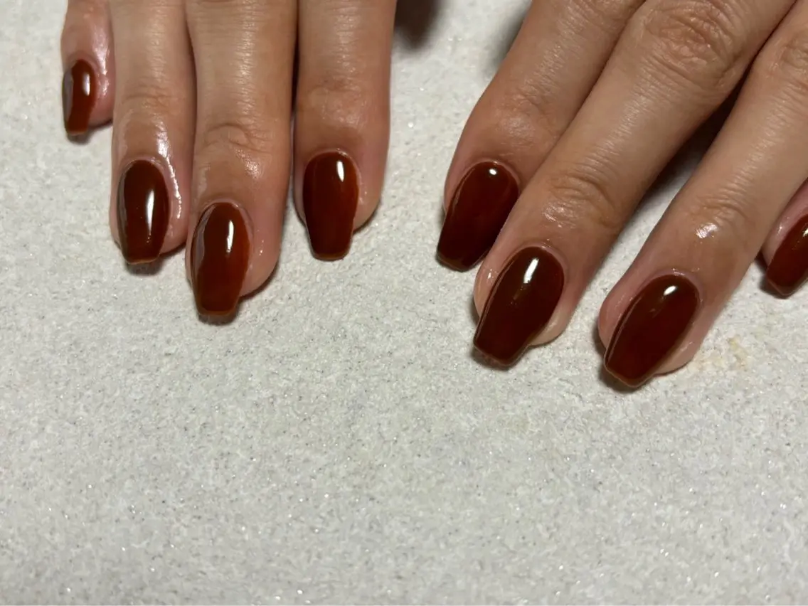 ネイル ボルドー ジェルネイル 韓国ネイル メンズネイル ワンカラーネイル kiki nail たまプラーザのネイルデザイン