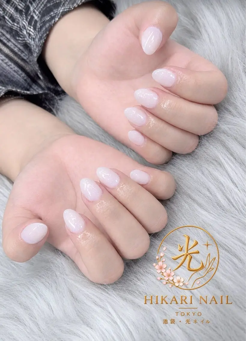 ネイル チークネイル 長さ出し フレンチネイル ガーリー ハート ハンドネイル HikariNail Ikebukuroのネイルデザイン