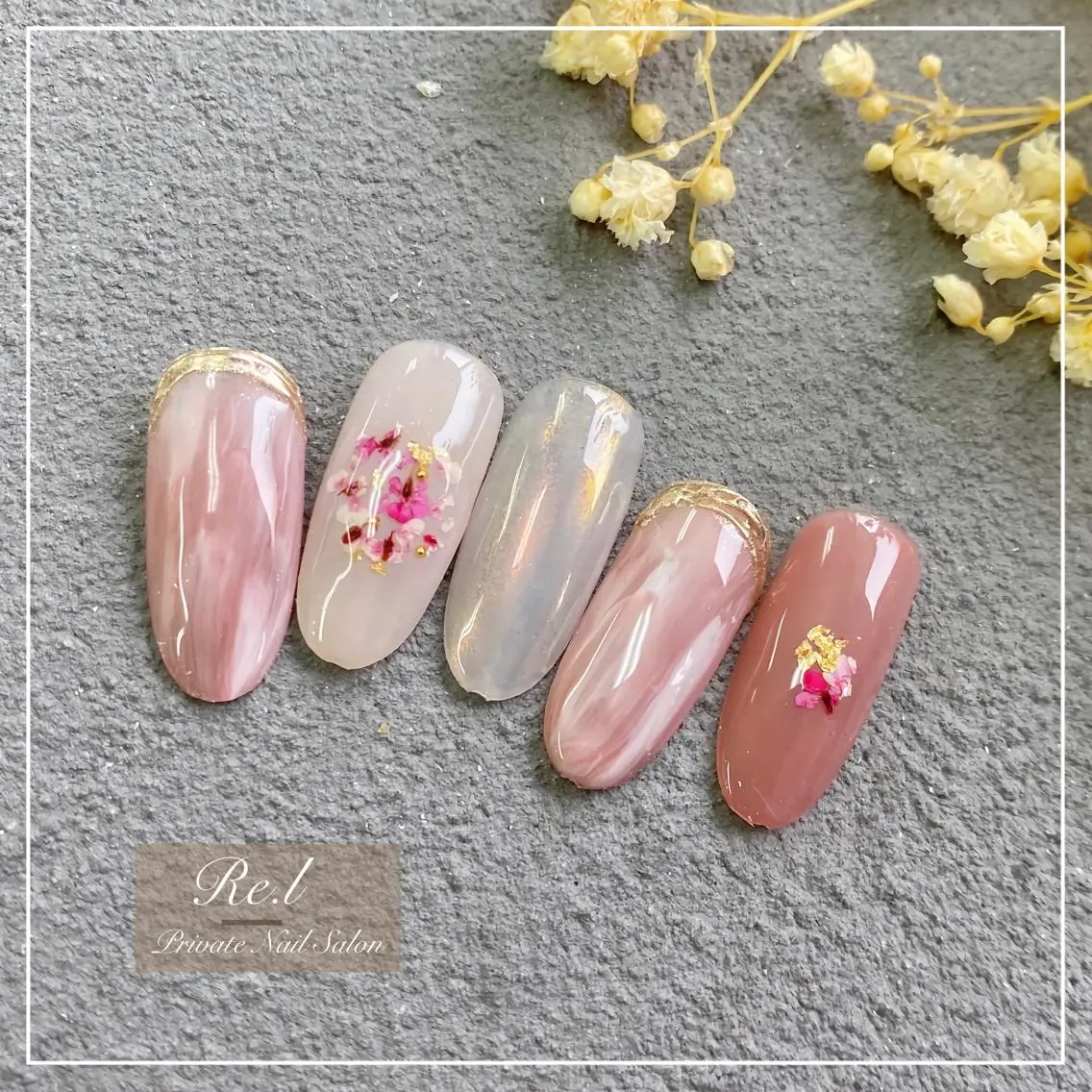 ネイル フラワーネイル ニュアンスネイル モチの良さ◉ フィルインネイル♡のネイルデザイン