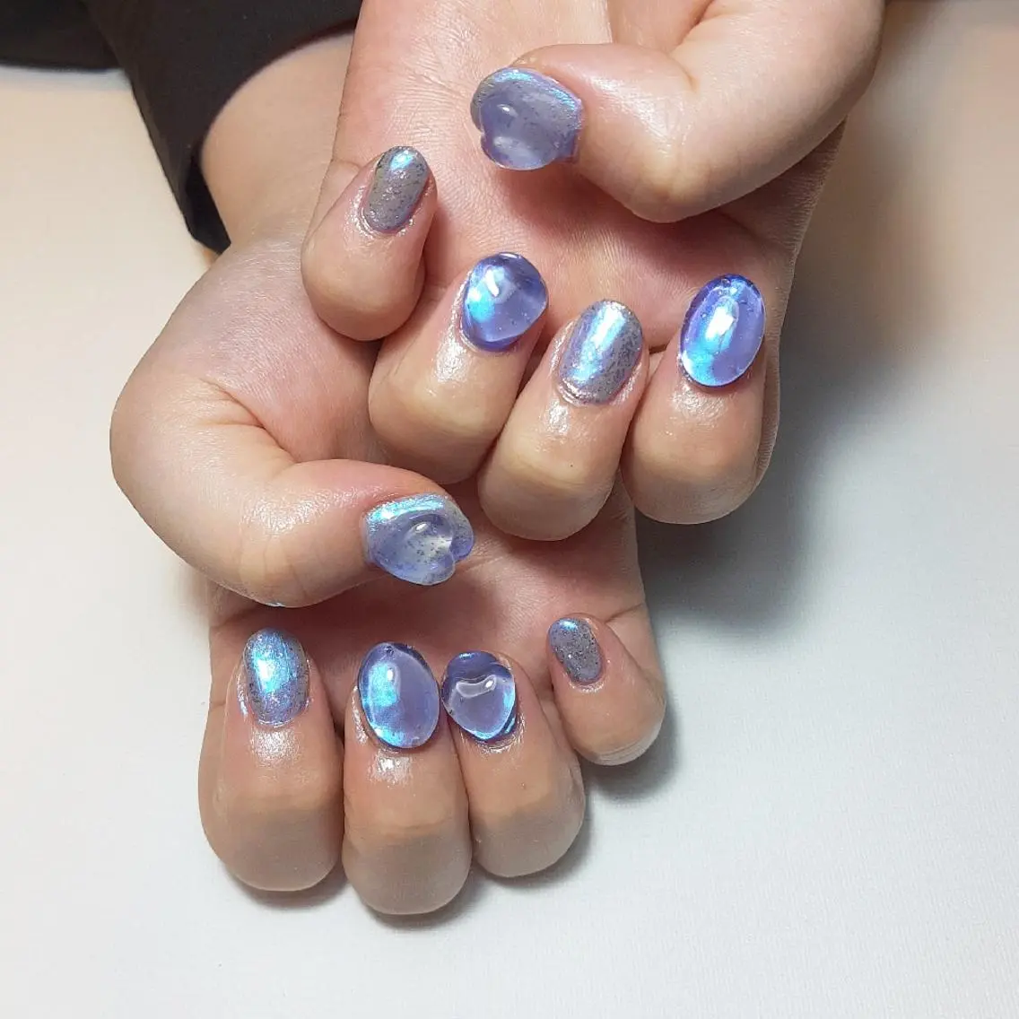 ネイル オーロラネイル ハート 氷ネイル・うるうるネイル owlnail /持込みデザイン専門のネイルデザイン
